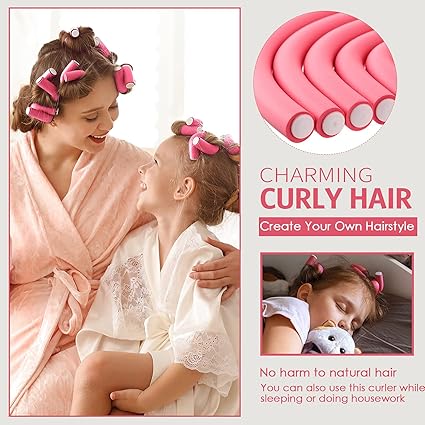 Flexible Soft Twist Foam Hair Rollers, Tail Combs for Women