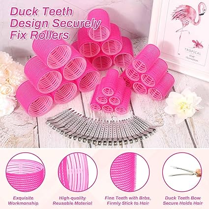 Hair Rollers set,12pcs Self Grip Hair Rollers for Long Medium Short Hair, ELASO Large Medium Hair Curler