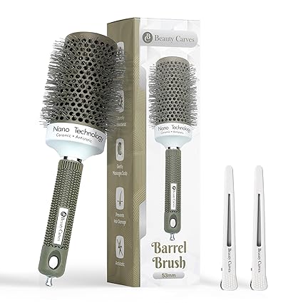 Round Brush for Blow out with Flexible Nylon 66 Bristles Nano Ionic Heat Resistant Tech for Professional Curling