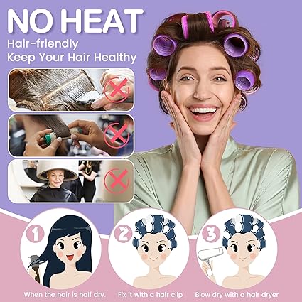 Hair Rollers set,12pcs Self Grip Hair Rollers for Long Medium Short Hair, ELASO Large Medium Hair Curler