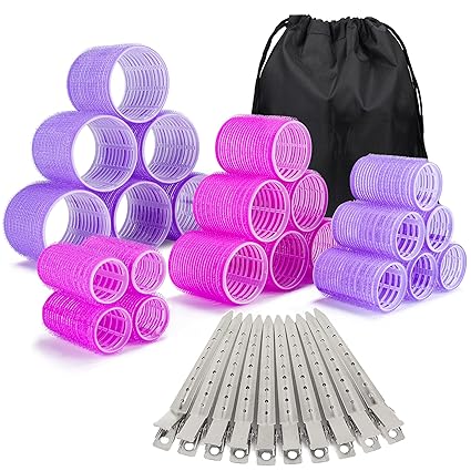 Hair Rollers set,12pcs Self Grip Hair Rollers for Long Medium Short Hair, ELASO Large Medium Hair Curler